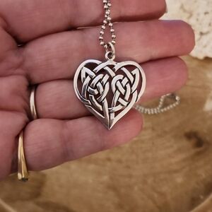 Celtic Heart Knot Sterling Silver Necklace